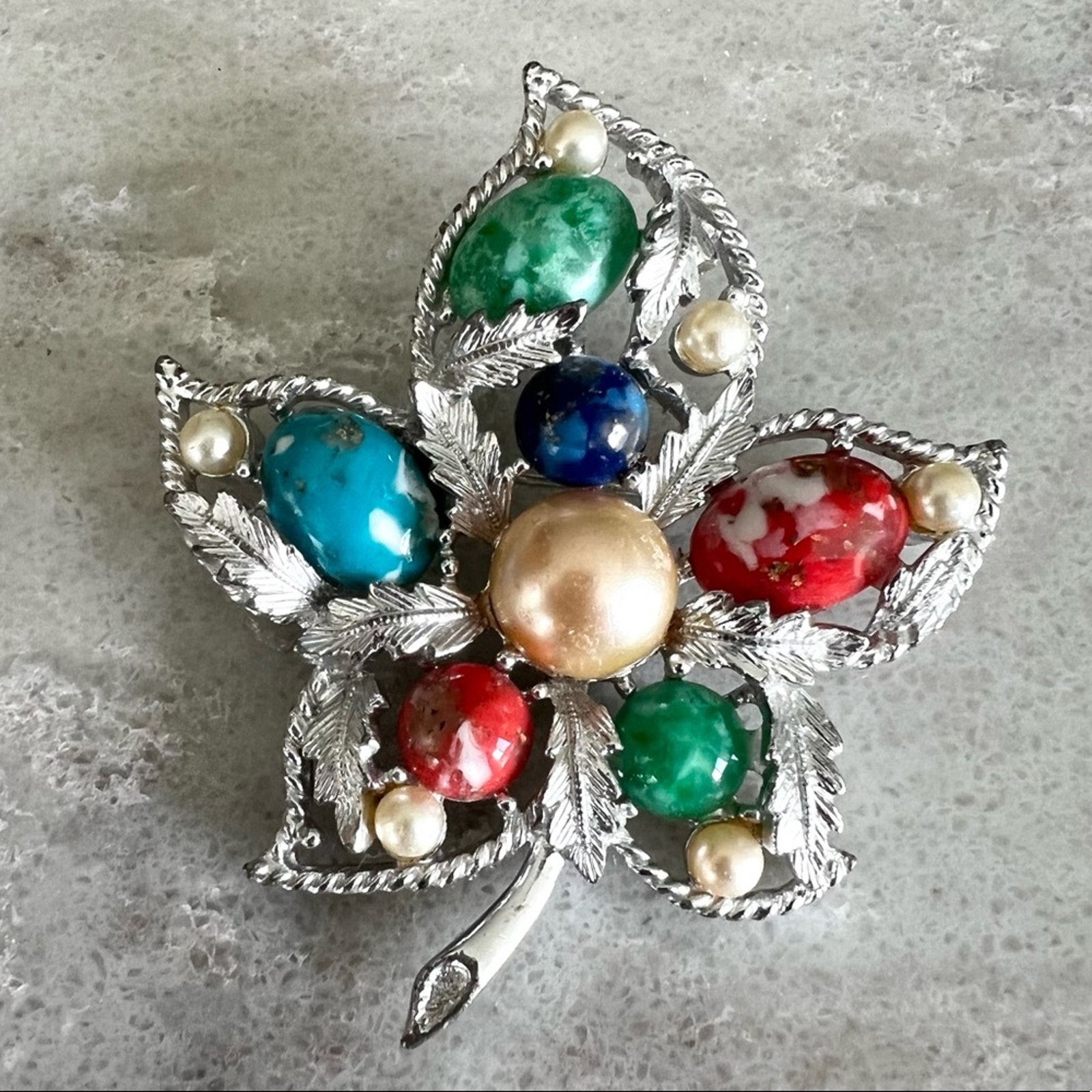 Vintage Sarah Coventry Fantasy 1967 Leaf Brooch